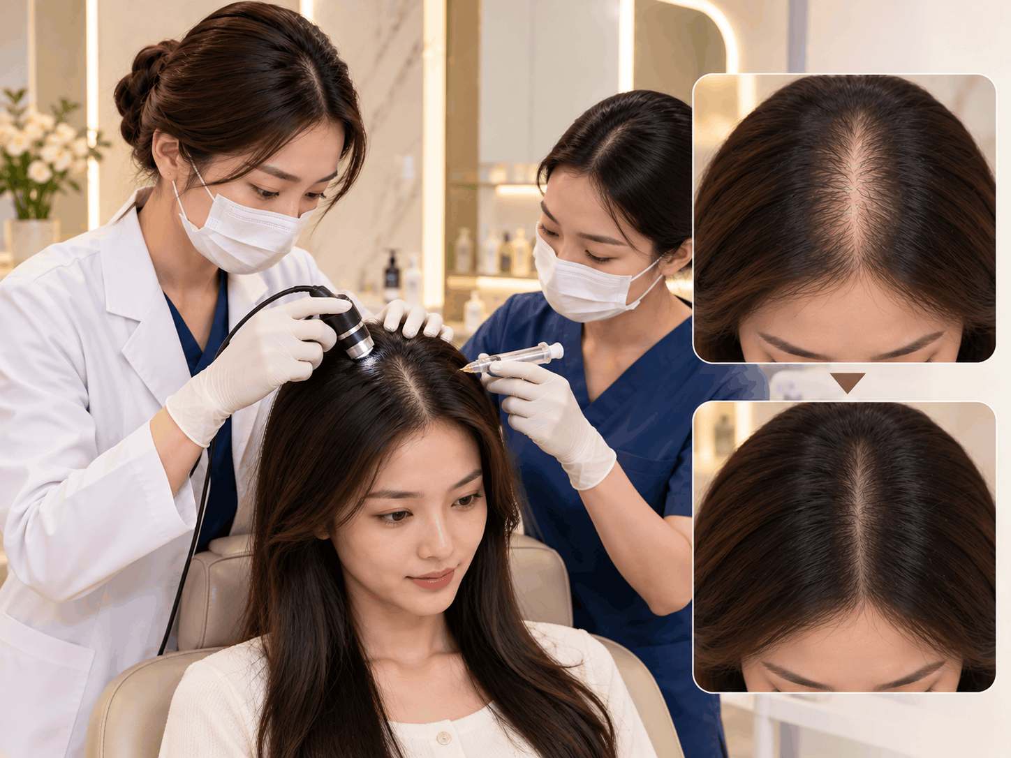Trị tóc thưa đường ngôi